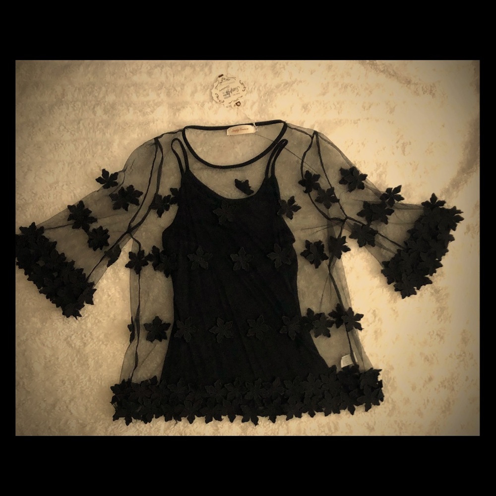 Sheer Top with Flowers